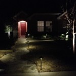 Lit Yard at Night Rock Pathway