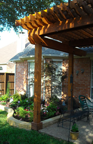 Outdoor patio overlooks garden
